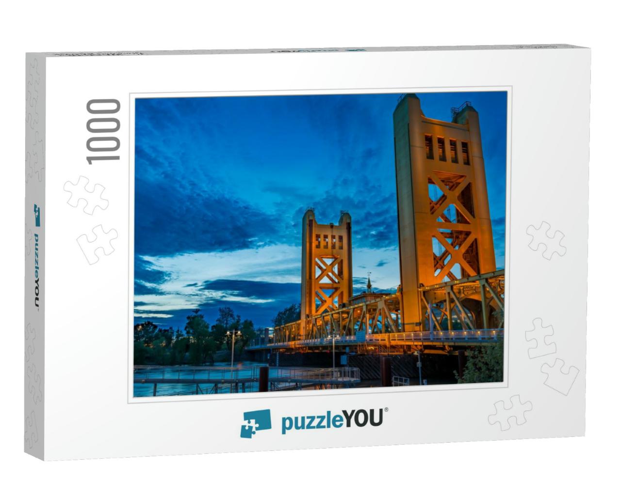 Sacramento Tower Bridge At Blue Hour on a Cold Evening... Jigsaw Puzzle with 1000 pieces