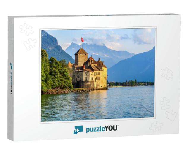 Sunset of Chillon Castle At Geneva Lake, Switzerland... Jigsaw Puzzle