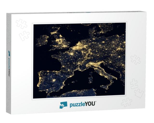 City Lights on World Map. Europe. Elements of This Image... Jigsaw Puzzle