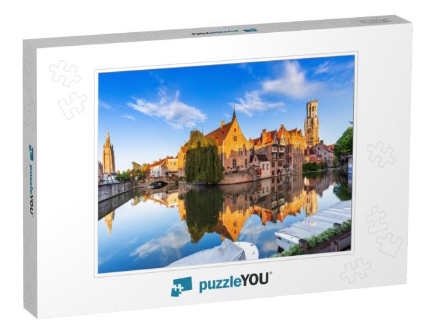 Bruges, Belgium. the Rozenhoedkaai Canal in Bruges with t... Jigsaw Puzzle