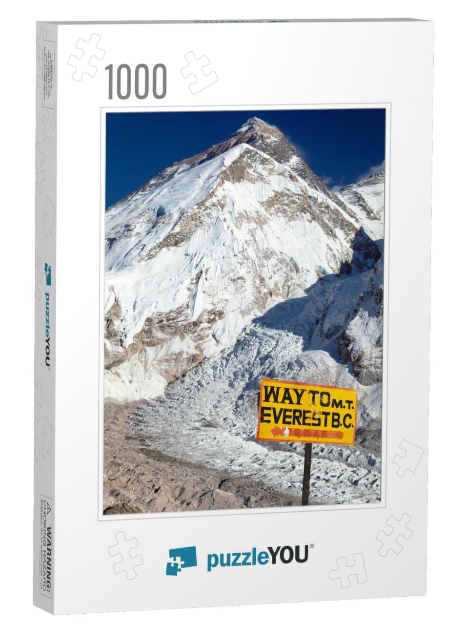 Signpost Way to Mount Everest B. C. & Top of Mount Everes... Jigsaw Puzzle with 1000 pieces