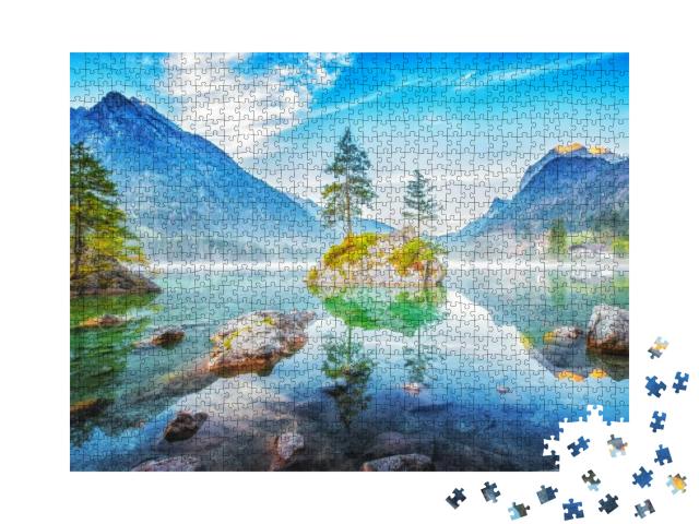 Hintersee Lake in Germany, Located in Ramsau Parkland. Be... Jigsaw Puzzle with 1000 pieces