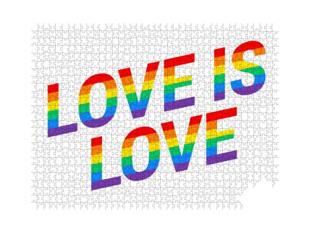 Pride Love is Love Rainbow Text Diagonal Isolated... Jigsaw Puzzle with 1000 pieces