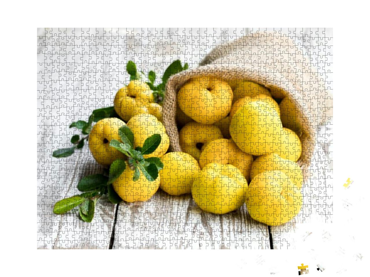Fresh Quince Fruits on White Wooden Table... Jigsaw Puzzle with 1000 pieces
