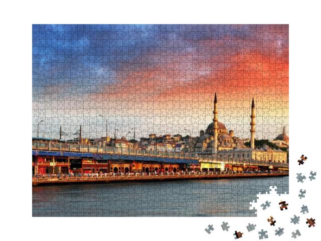 Istanbul At Sunset with Mosque & Bridge... Jigsaw Puzzle with 1000 pieces