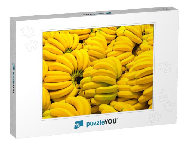 Fresh Banana Yellow Background in the Fruit Market... Jigsaw Puzzle