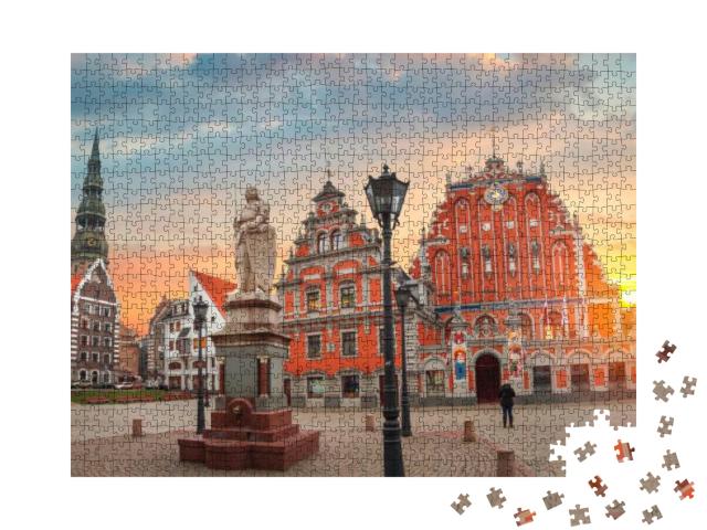 Old Houses on Riga Street. Latvia. Europe... Jigsaw Puzzle with 1000 pieces