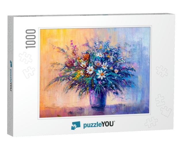 Bouquet of Wild Flowers. Impressionist Style... Jigsaw Puzzle with 1000 pieces