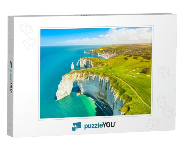 Picturesque Panoramic Landscape on the Cliffs of Etretat... Jigsaw Puzzle