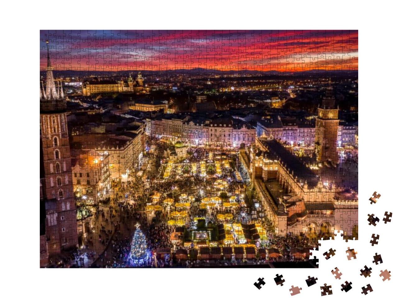 Christmas Stalls on the Main Square in Cracow, Poland... Jigsaw Puzzle with 1000 pieces