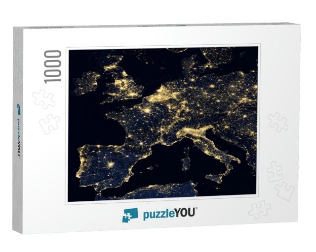 City Lights on World Map. Europe. Elements of This Image... Jigsaw Puzzle with 1000 pieces