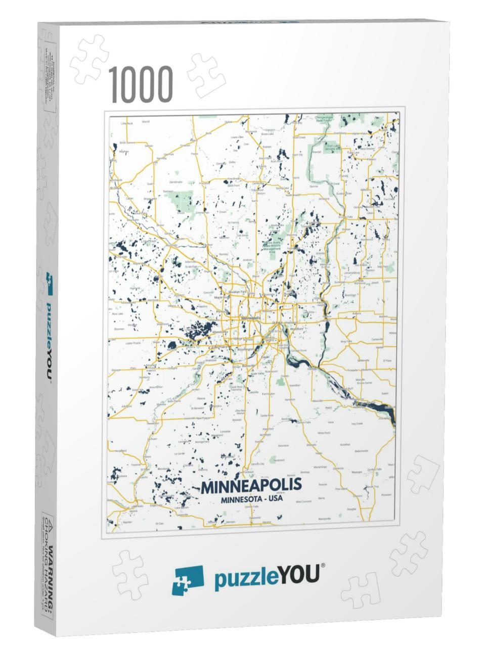 Minneapolis - Minnesota Map. Minneapolis - Minnesota Road... Jigsaw Puzzle with 1000 pieces