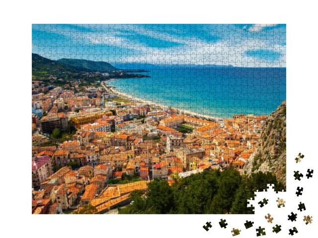 Aerial View of Town Cefalu from Above, Sicily, Italy... Jigsaw Puzzle with 1000 pieces