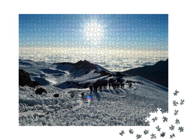 Mount Kilimanjaro - a Group of Hikers Make the Final Push... Jigsaw Puzzle with 1000 pieces