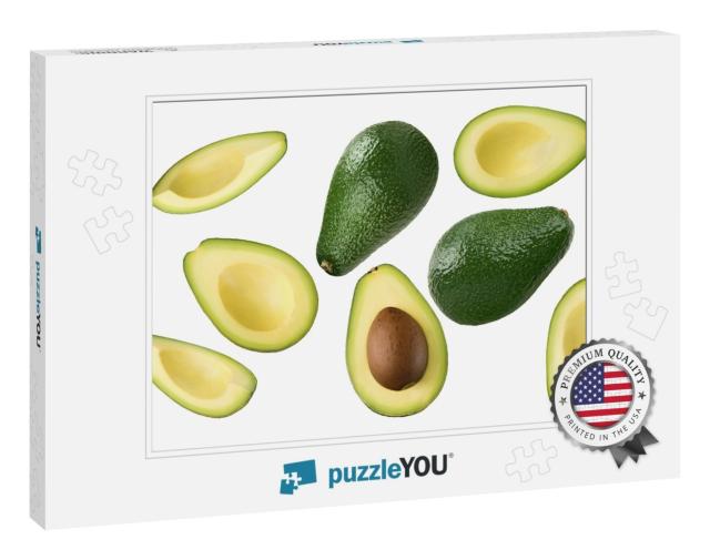 Avocado Pieces Set Isolated on White Background as Packag... Jigsaw Puzzle