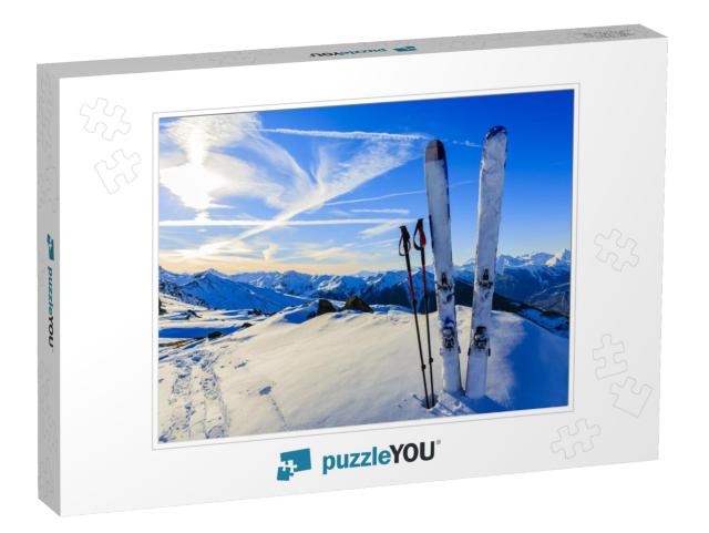 Ski in Winter Season, Mountains & Ski Touring Equipment o... Jigsaw Puzzle