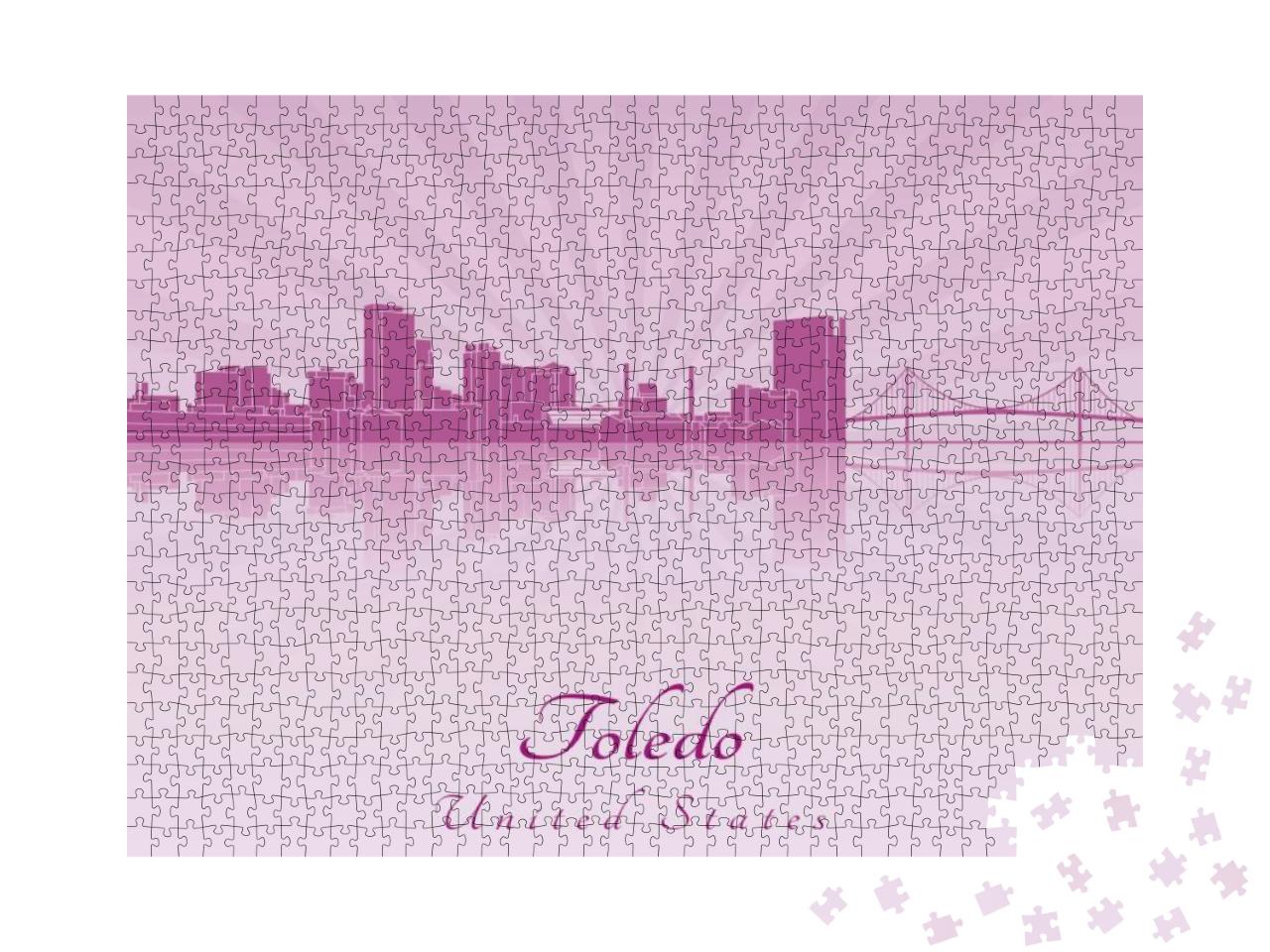 Toledo Oh Skyline in Purple Radiant Orchid... Jigsaw Puzzle with 1000 pieces