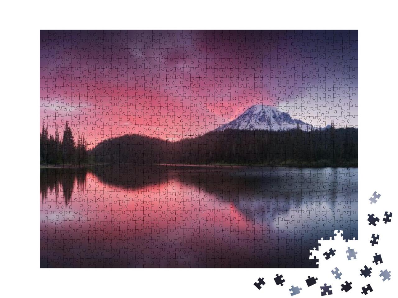 Scenic View of Mount Rainier Reflected Across the Reflect... Jigsaw Puzzle with 1000 pieces