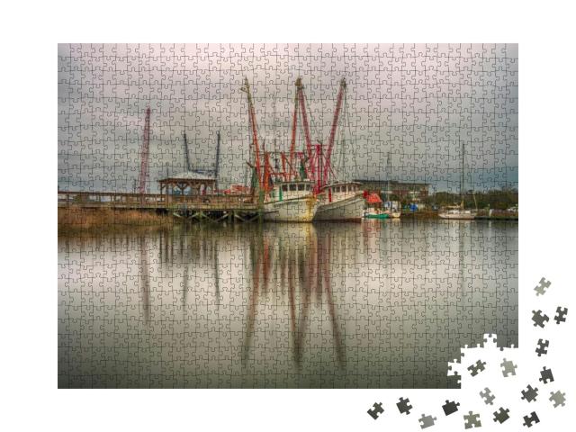 Shrimp Boats At Shem Creek, in Charleston South Carolina... Jigsaw Puzzle with 1000 pieces