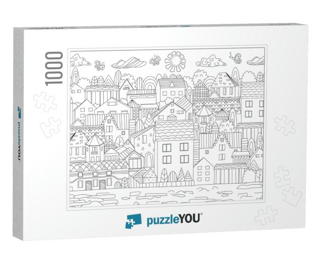 Cozy Cityscape for Your Coloring Book... Jigsaw Puzzle with 1000 pieces
