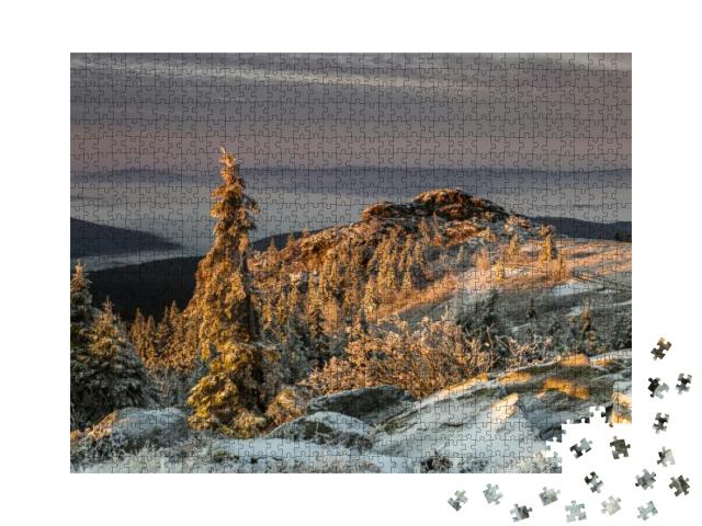 Sunrise on Great Arber Mountain, Bavaria, Germany... Jigsaw Puzzle with 1000 pieces