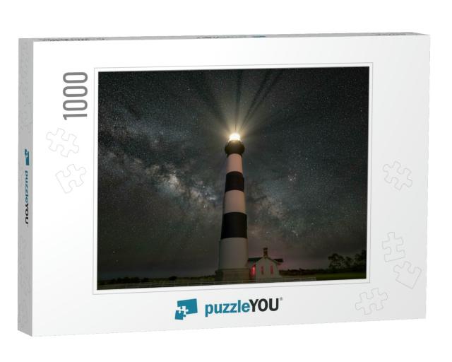 The Milky Way Photographed Behind Bodie Lighthouse in the... Jigsaw Puzzle with 1000 pieces