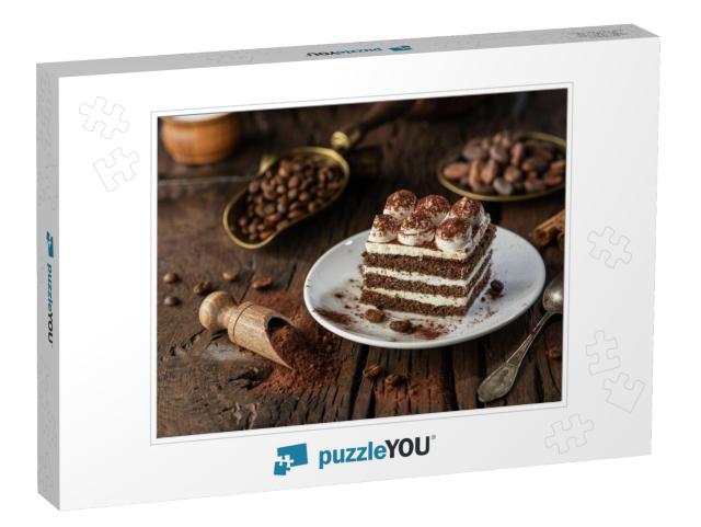 Slice of Chocolate Cake with Tiramisu Cream & Cocoa Powde... Jigsaw Puzzle