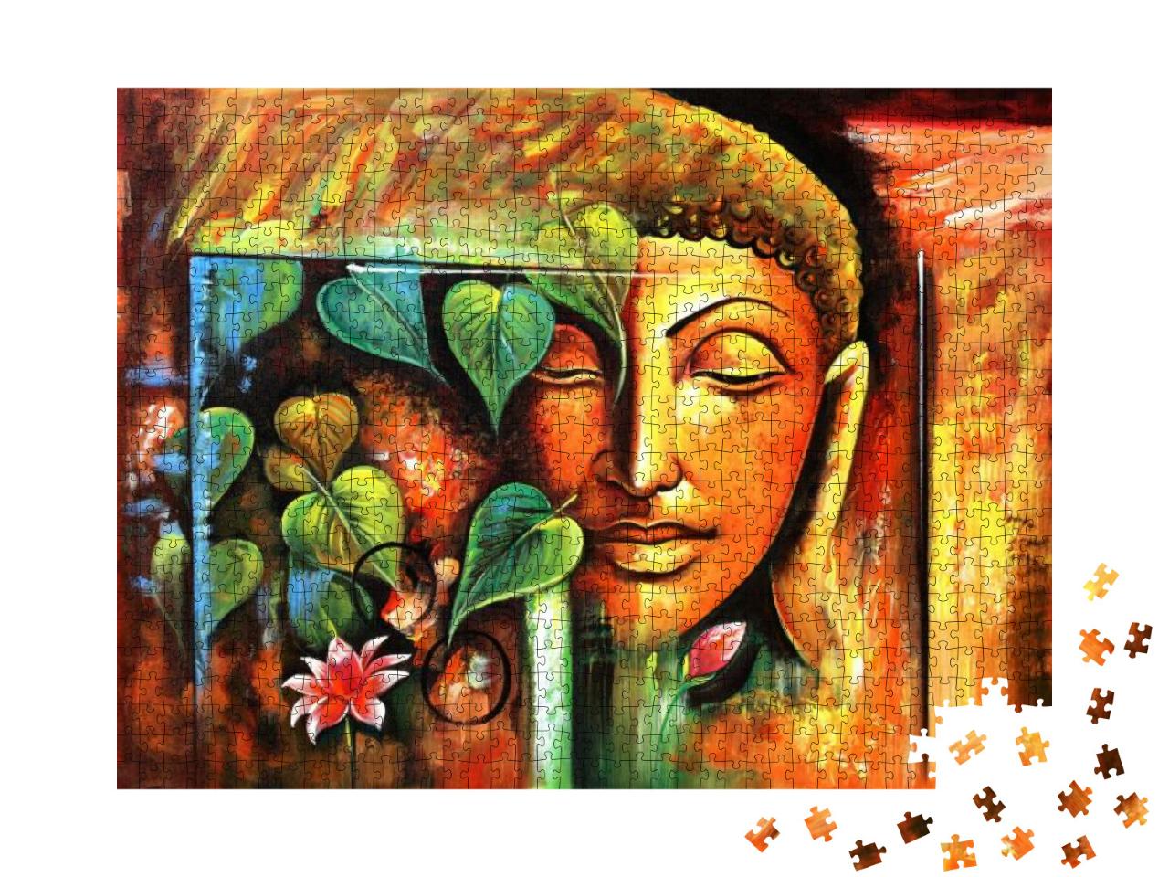 Lord Spiritual Buddha Meditating Texture Background Artwo... Jigsaw Puzzle with 1000 pieces
