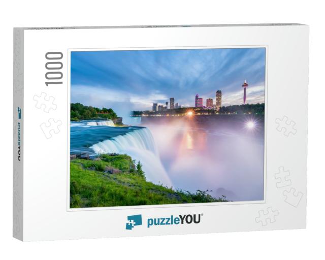 Niagara Falls Around Sunset, Captured in New York USA Look... Jigsaw Puzzle with 1000 pieces