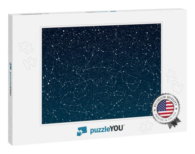 Vector Background. Stars on the Dark Blue Sky. Starry Nig... Jigsaw Puzzle