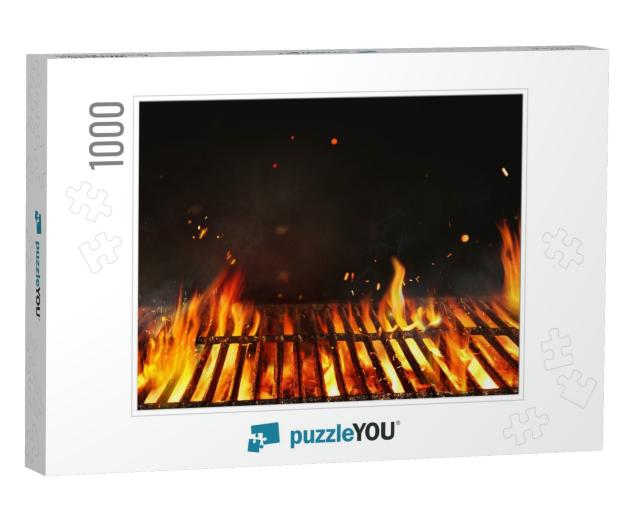 Fire Embers Particles Over Black Background. Grill Backgr... Jigsaw Puzzle with 1000 pieces