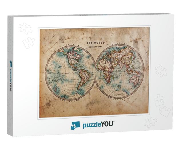 A Genuine Old Stained World Map Dated from the Mid 1800s... Jigsaw Puzzle