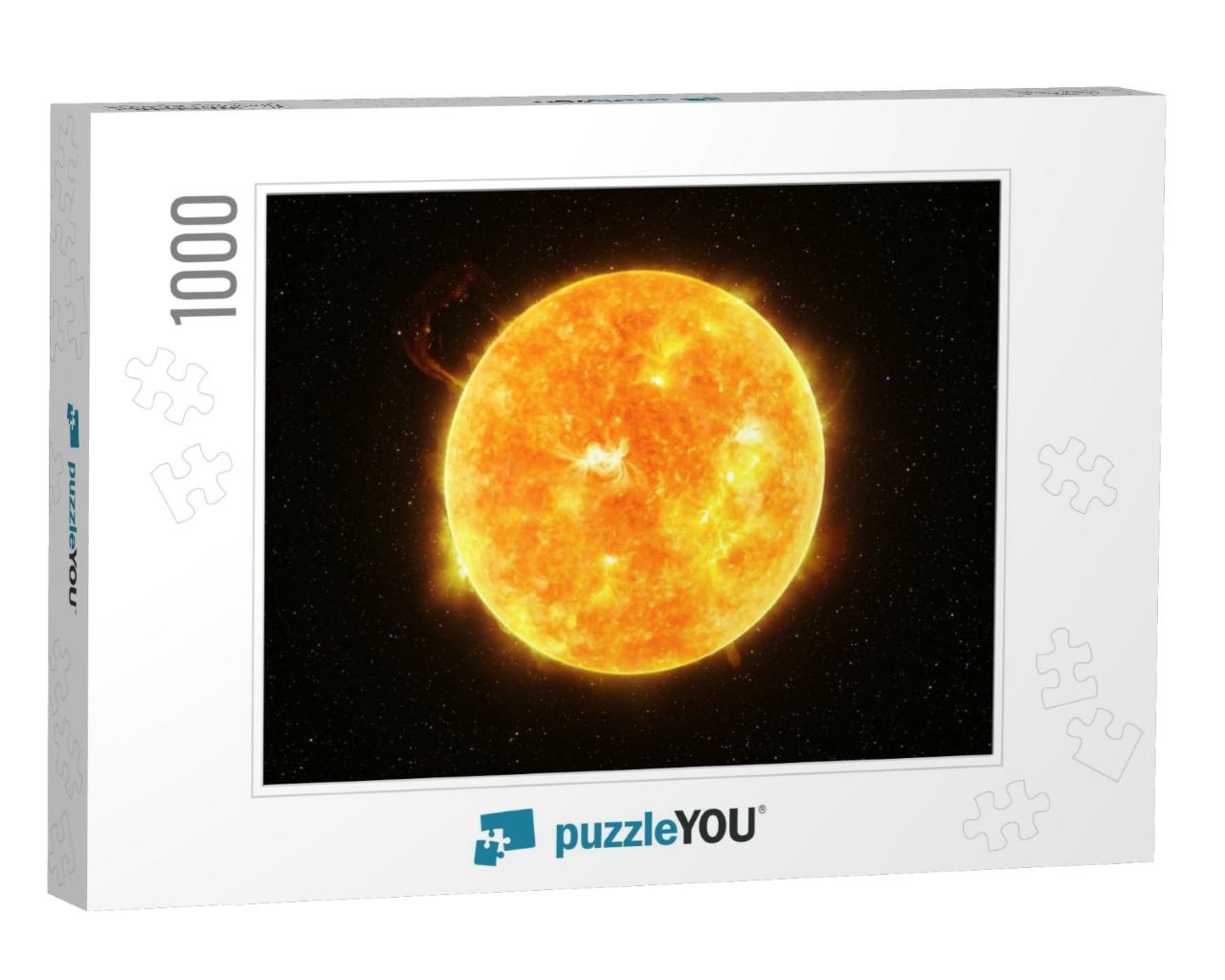 Bright Sun Against Dark Starry Sky in Solar System, Eleme... Jigsaw Puzzle with 1000 pieces
