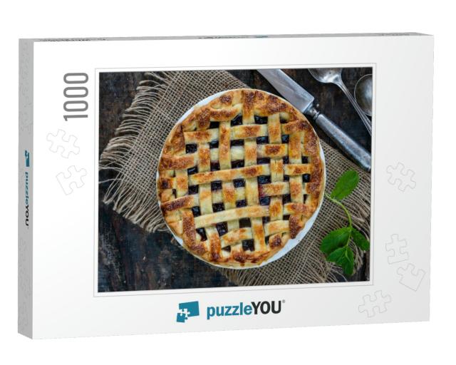 Classic Home Baked Cherry Pie with Lattice Crust... Jigsaw Puzzle with 1000 pieces