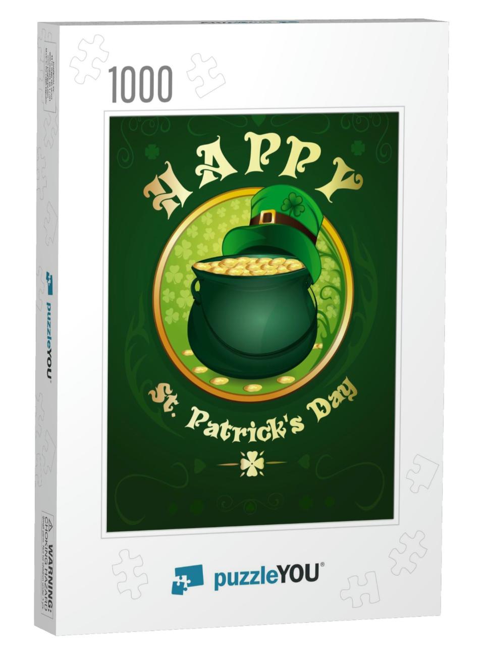 Happy St. Patrick's Day. Greeting Card. Green Pot... Jigsaw Puzzle with 1000 pieces