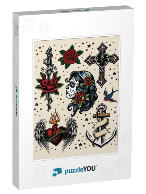 Tattoo Flash Illustration Set... Jigsaw Puzzle