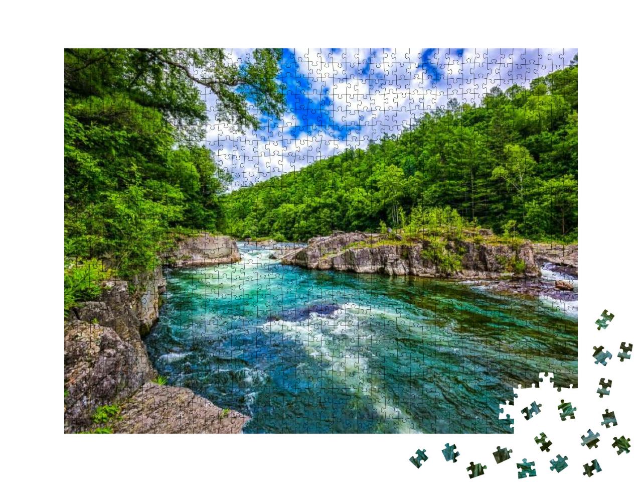 Clean Water in Spring Forest River Landscape... Jigsaw Puzzle with 1000 pieces