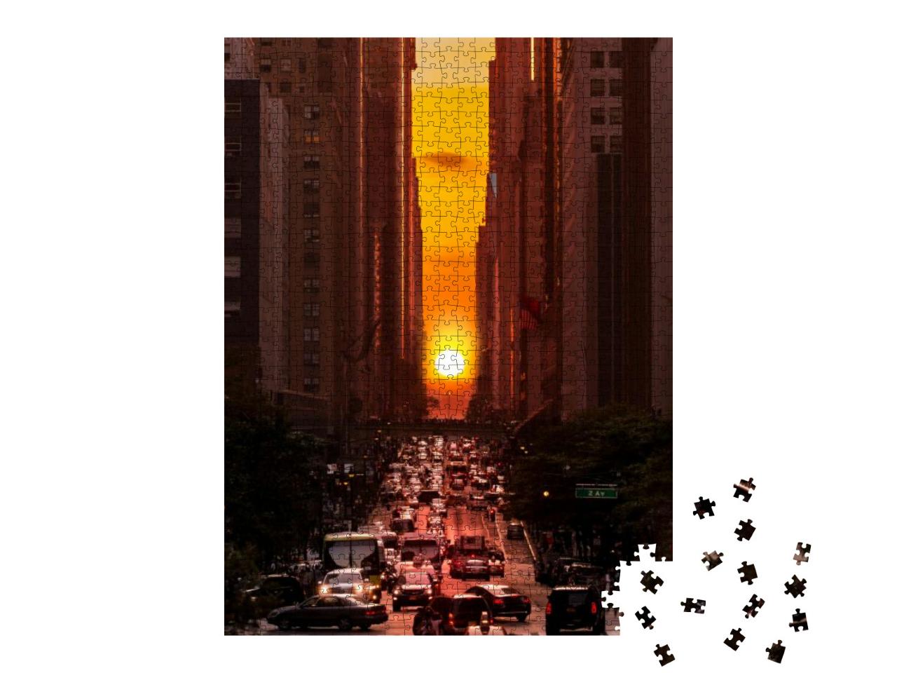 Manhattanhenge in New York City, Along the 42nd Street. M... Jigsaw Puzzle with 1000 pieces