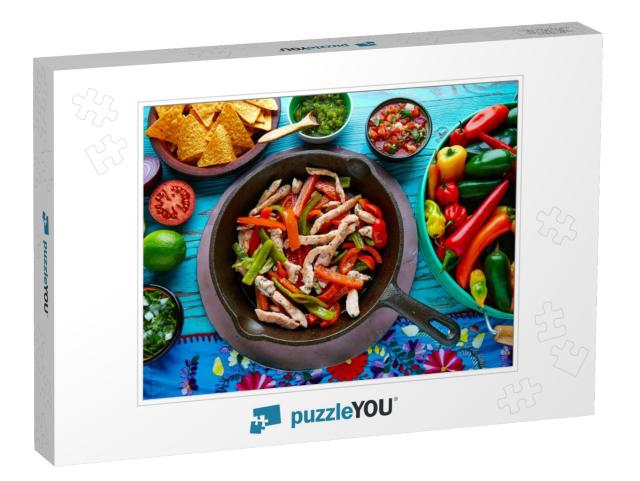 Chicken Fajitas in a Pan with Sauces Chili & Sides Mexica... Jigsaw Puzzle