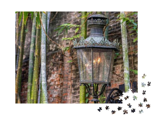 Close Up of Historic Beautiful Street Lamp Against a Bric... Jigsaw Puzzle with 1000 pieces