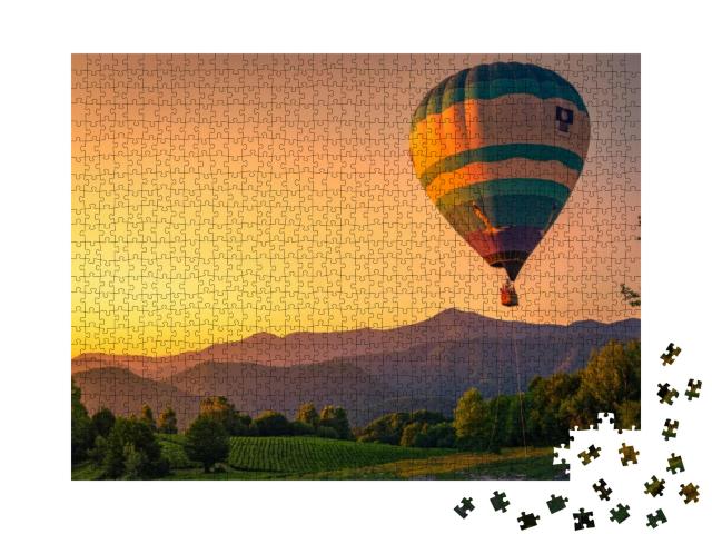 Hot Air Balloon At Sunset... Jigsaw Puzzle with 1000 pieces
