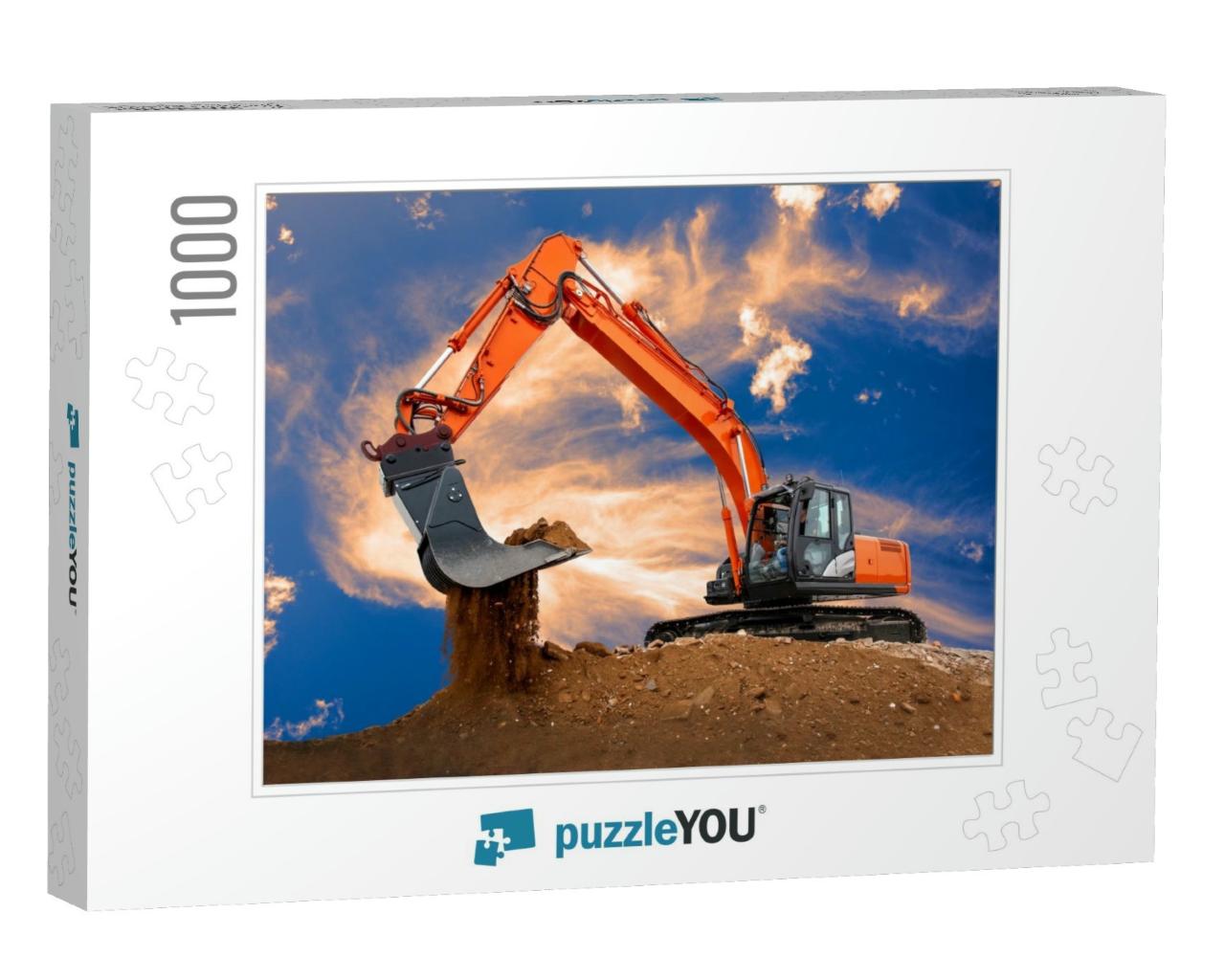 Excavator At Work on Construction Site... Jigsaw Puzzle with 1000 pieces