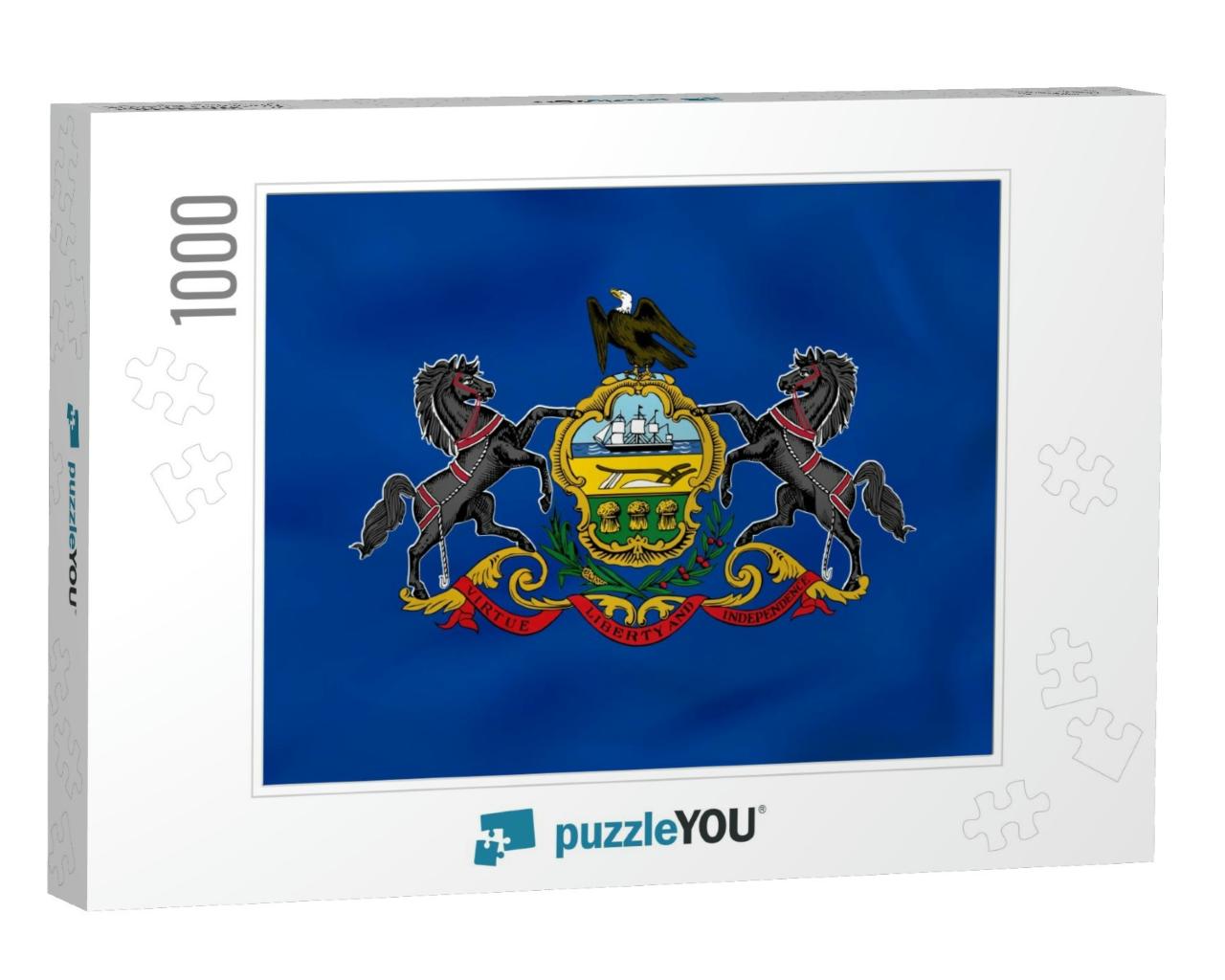 Pennsylvania Waving Flag. Pennsylvania State Flag Backgro... Jigsaw Puzzle with 1000 pieces