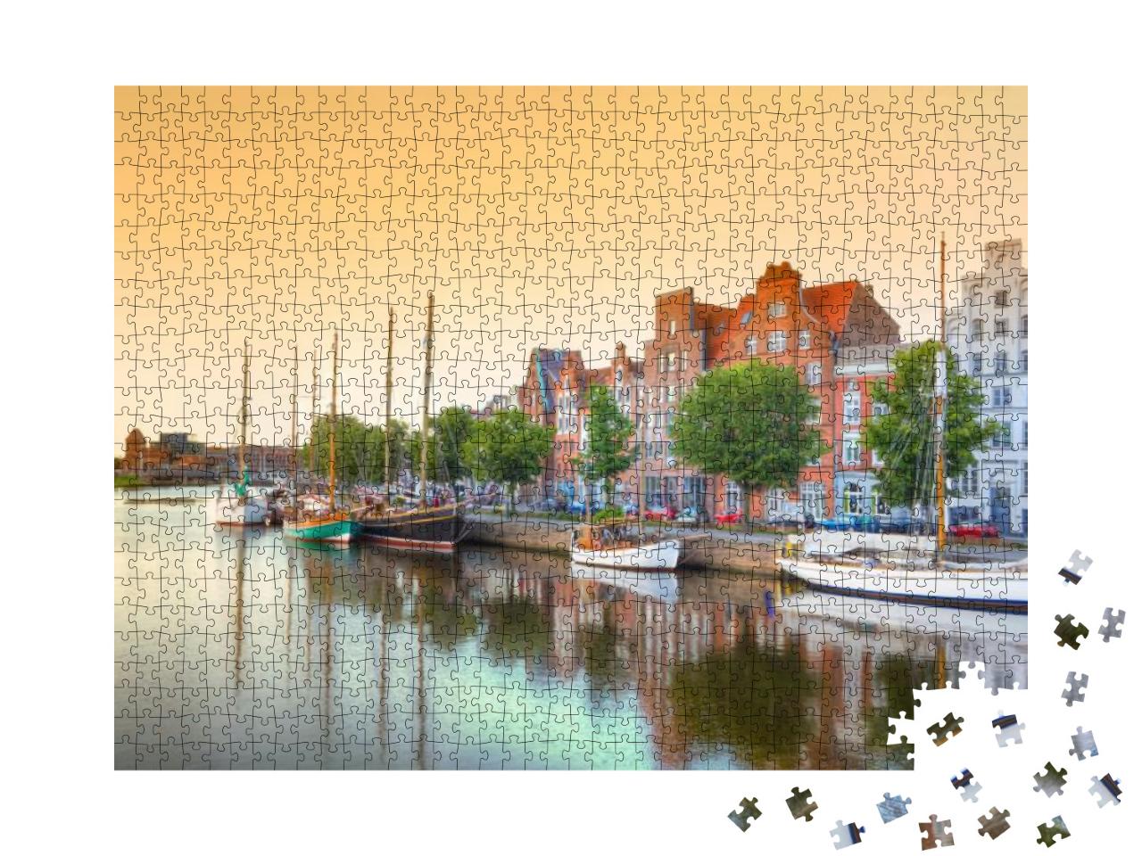 Luebeck At the River Trave, Germany... Jigsaw Puzzle with 1000 pieces