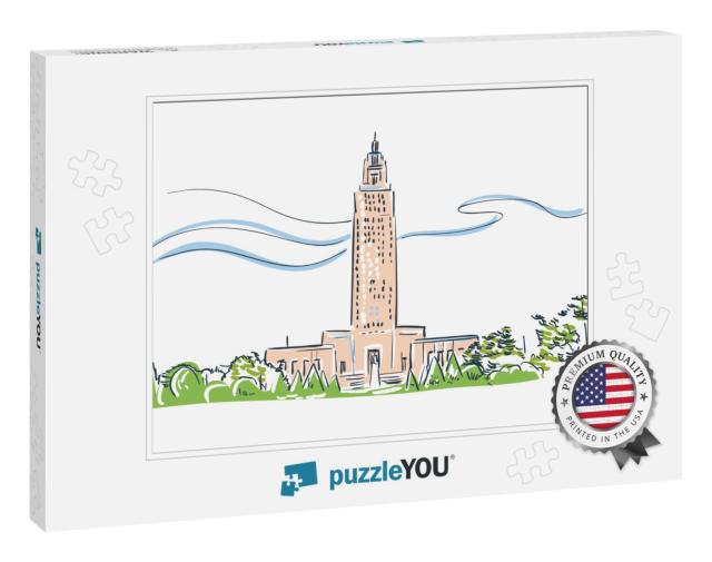 Baton Rouge Louisiana USA America Vector Sketch City Illus... Jigsaw Puzzle