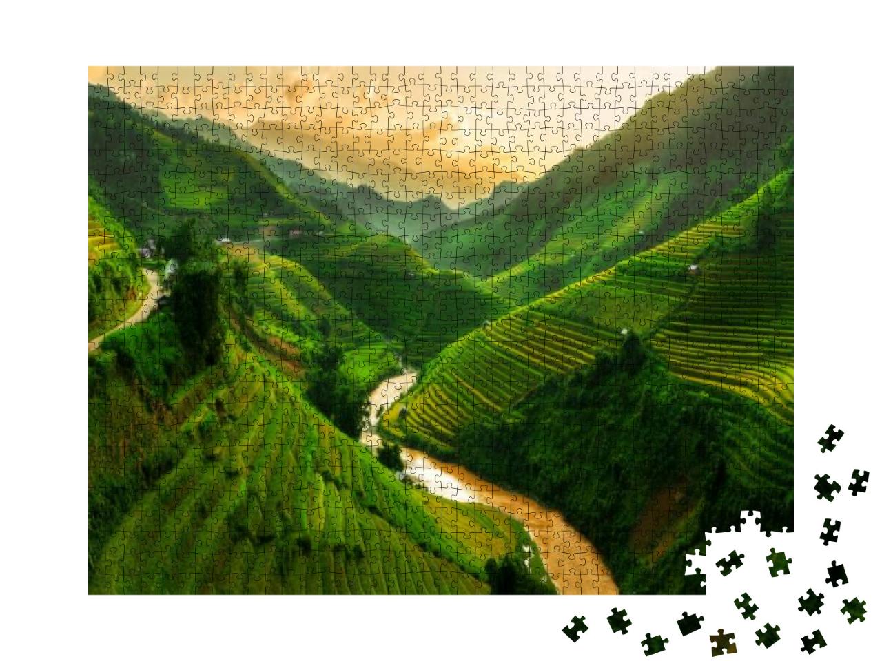 Mu Cang Chai, Landscape Terraced Rice Field Near Sapa, No... Jigsaw Puzzle with 1000 pieces