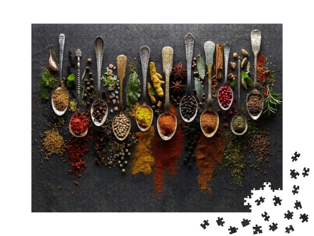 Herbs & Spices on Graphite Background... Jigsaw Puzzle with 1000 pieces