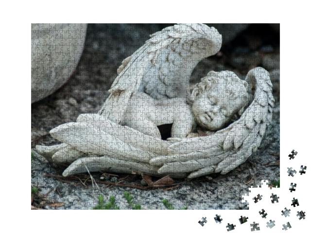 Closeup of Stoned Angel on Tomb in Cemetery... Jigsaw Puzzle with 1000 pieces