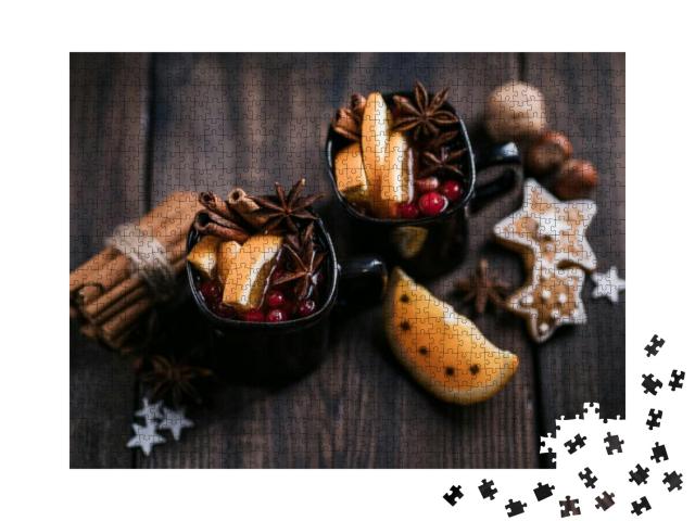 Christmas Mulled Wine & Gingerbread Cookies with Spices &... Jigsaw Puzzle with 1000 pieces