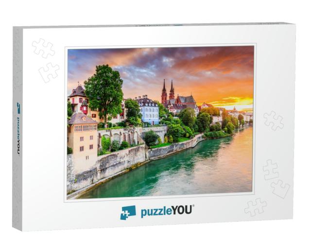 Basel, Switzerland. Old Town with Red Stone Munster Cathe... Jigsaw Puzzle